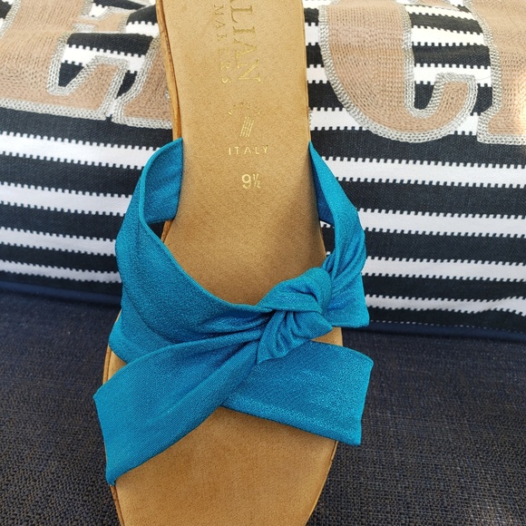 ITALIAN SHOEMAKERS PANACHE CORK SANDAL WEDGE 9&1/2 - Picture 4 of 8